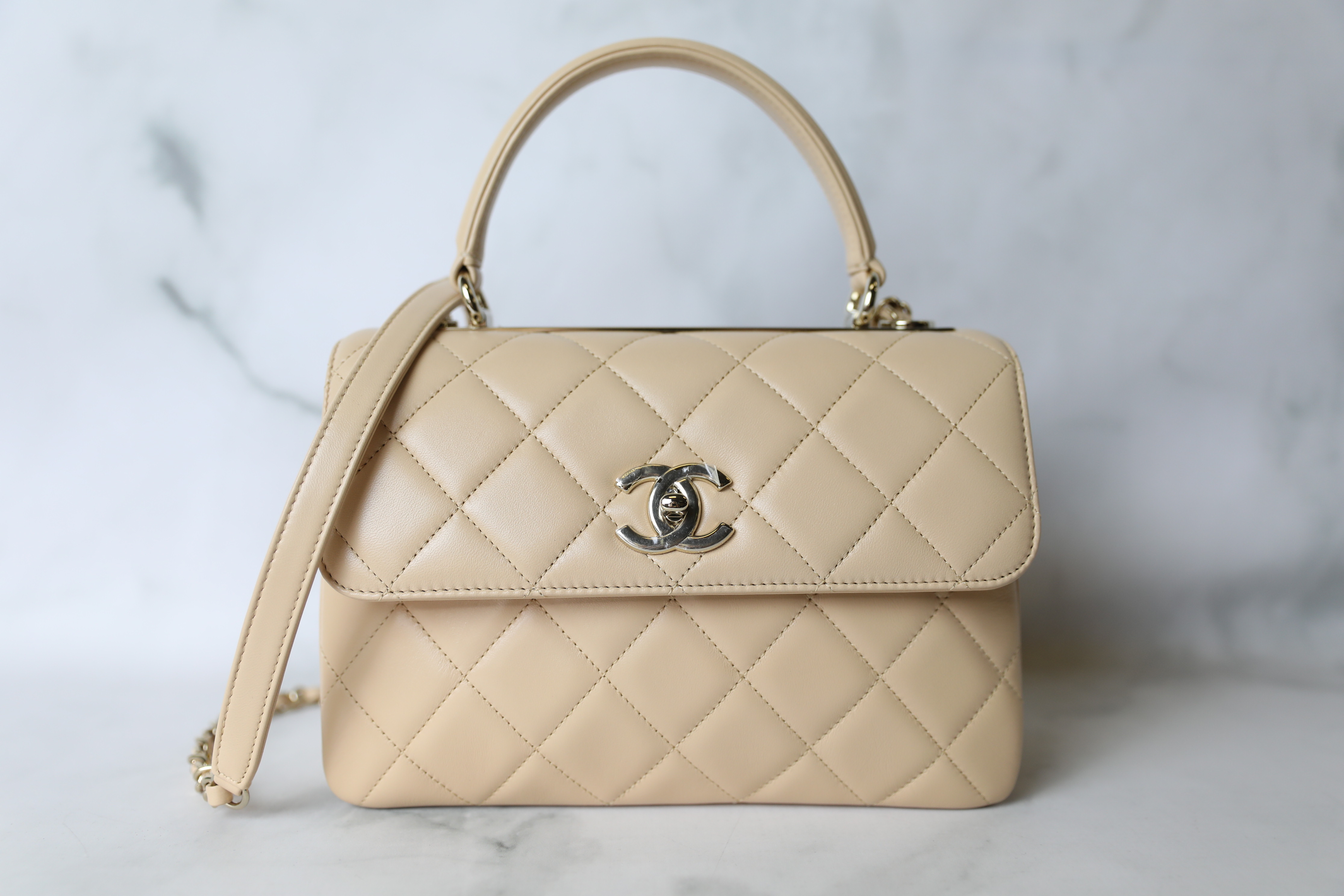 Chanel Beige Quilted Lambskin Medium Double Flap Bag Gold Hardware –  Madison Avenue Couture