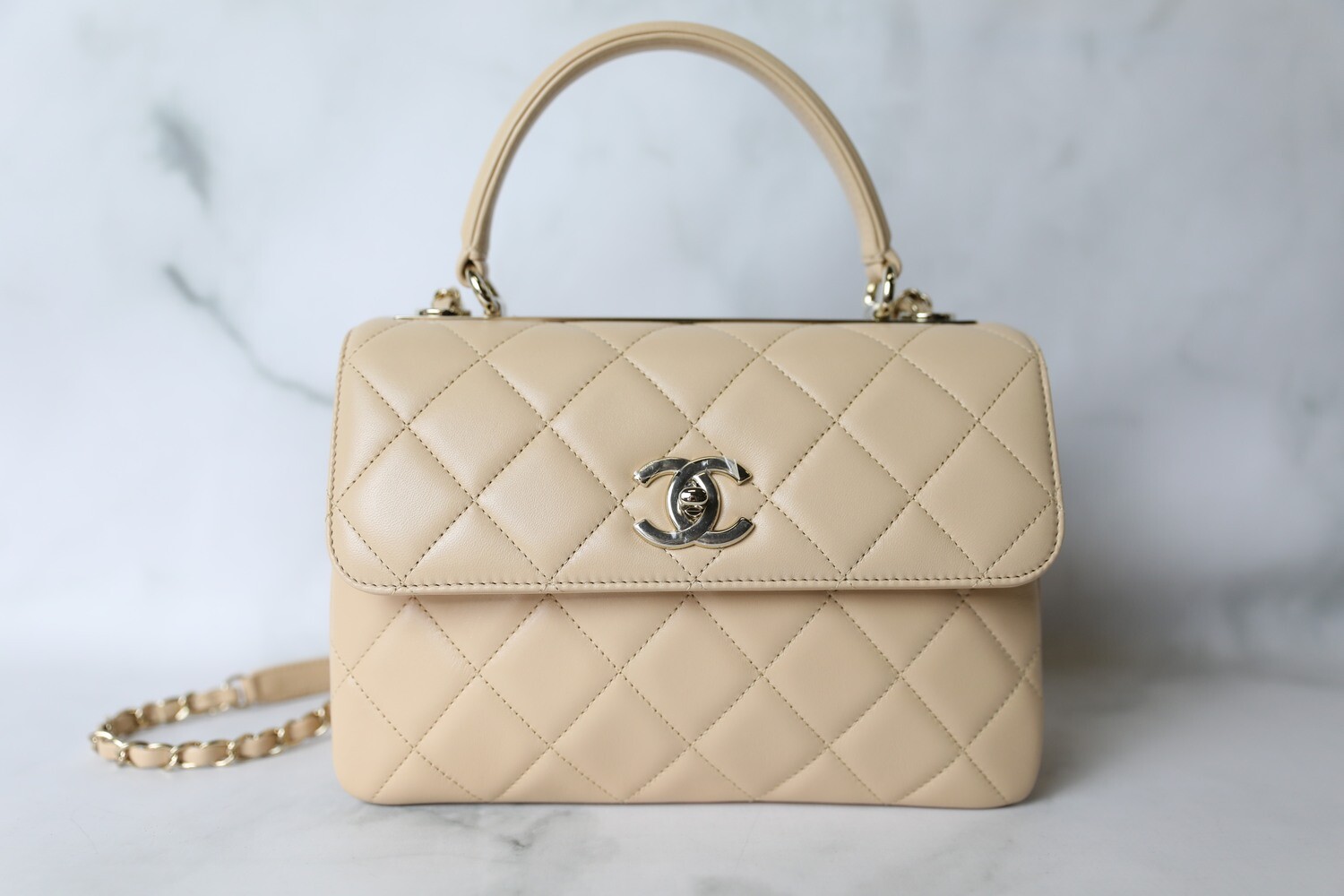 Chanel Trendy, Beige Lambskin with Gold Hardware, New in Box WA001