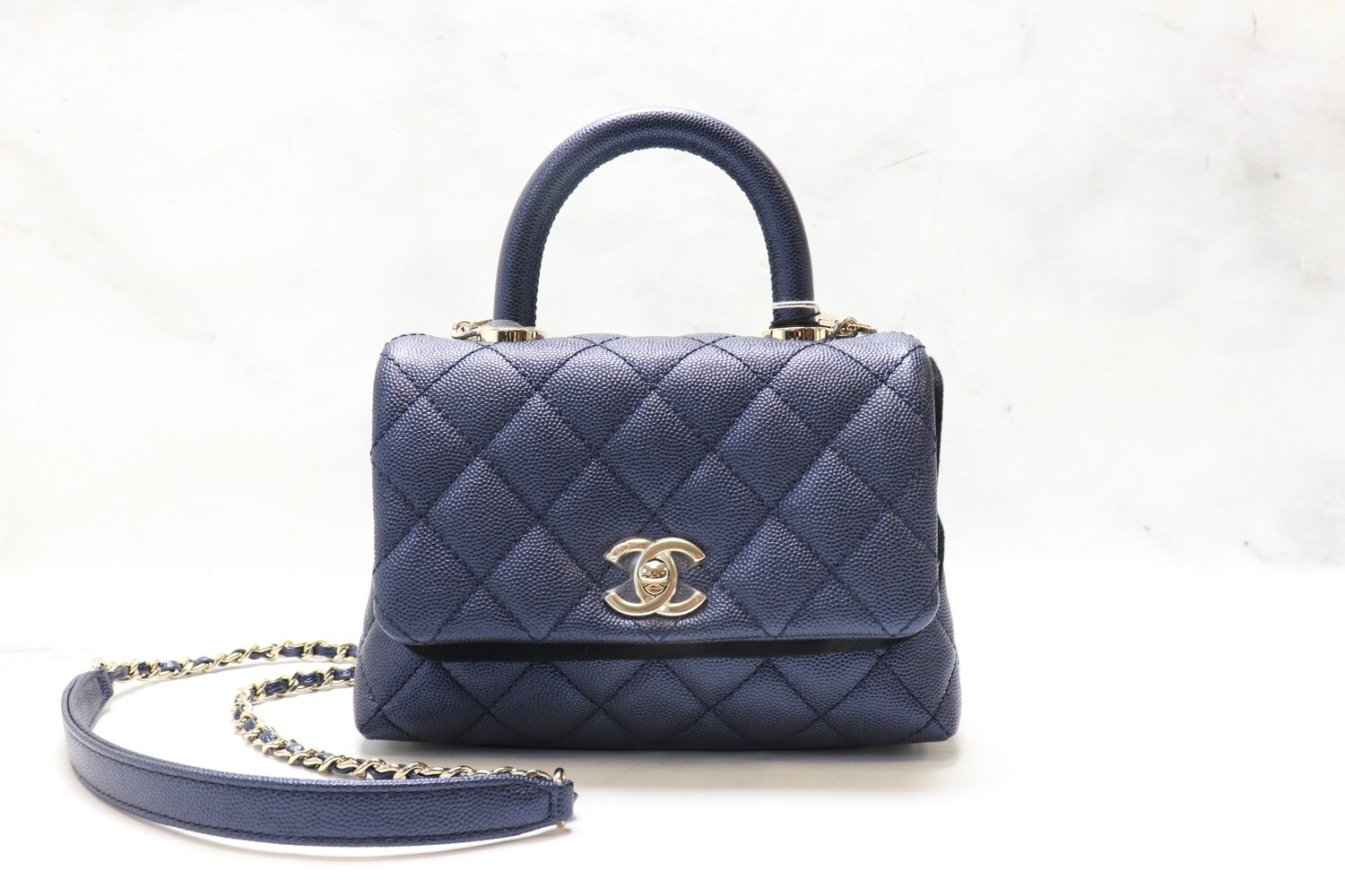 Chanel Coco Handle Mini, Navy Caviar Leather, Light Gold Hardware, New in  Box - Julia Rose Boston | Shop