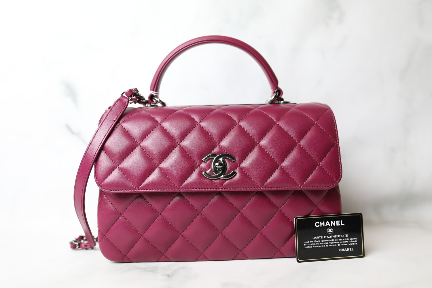 Chanel Trendy Medium, Pink Lambskin with Shiny Black Hardware, New in Box WA001