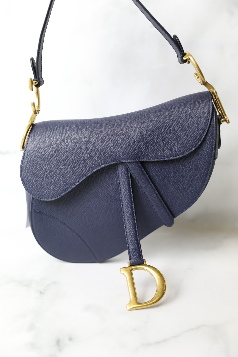 Dior Saddle, Navy Leather, Preowned in Box WA001