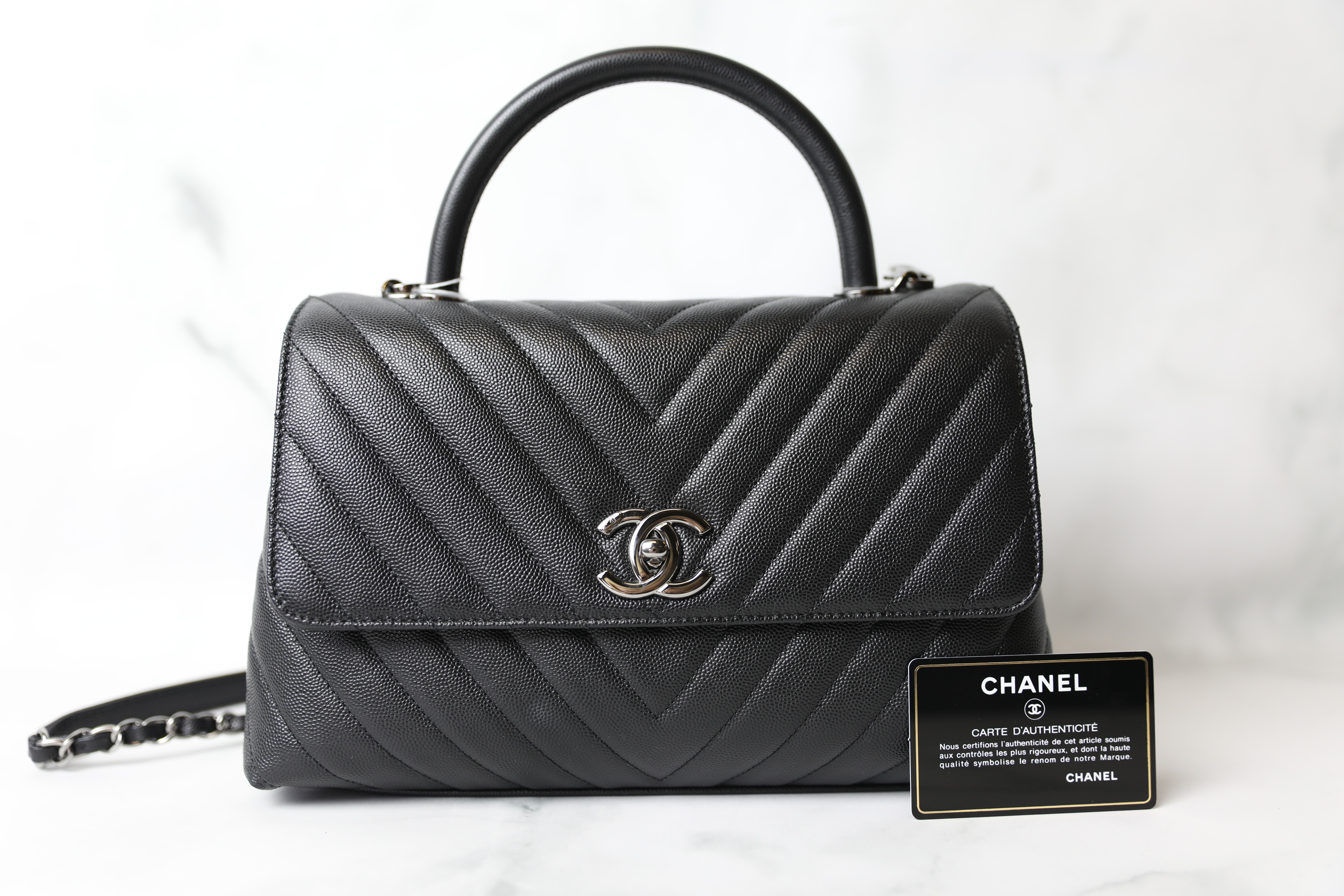 Chanel Coco Handle Flap Quilted Caviar Gold-tone Mini Black