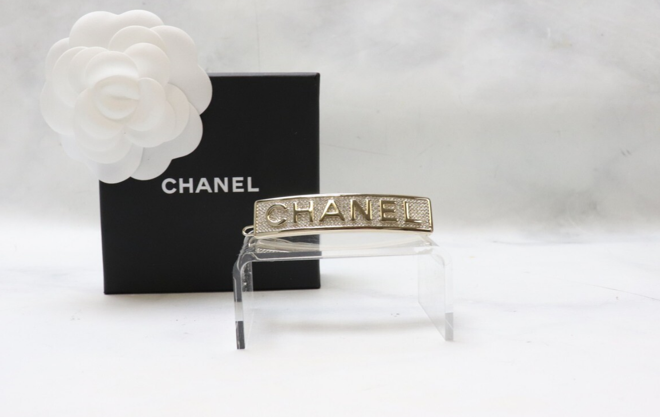 Chanel Hair Pin Gold With Crystal, New in Box