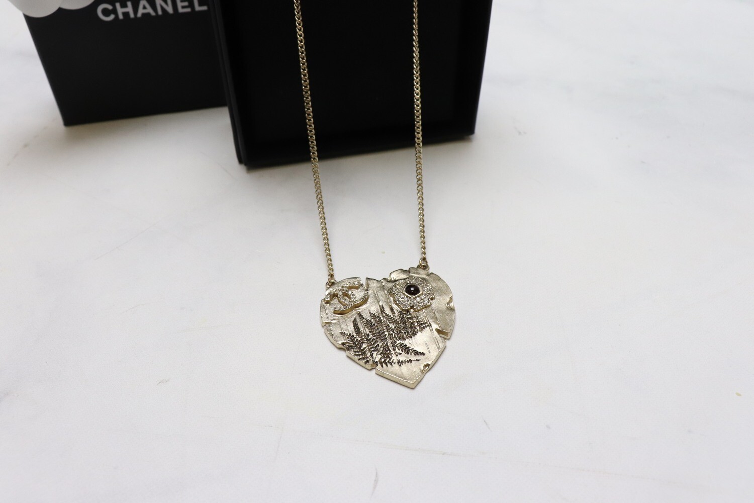 Chanel Necklace Heart with Crystal, New in Box