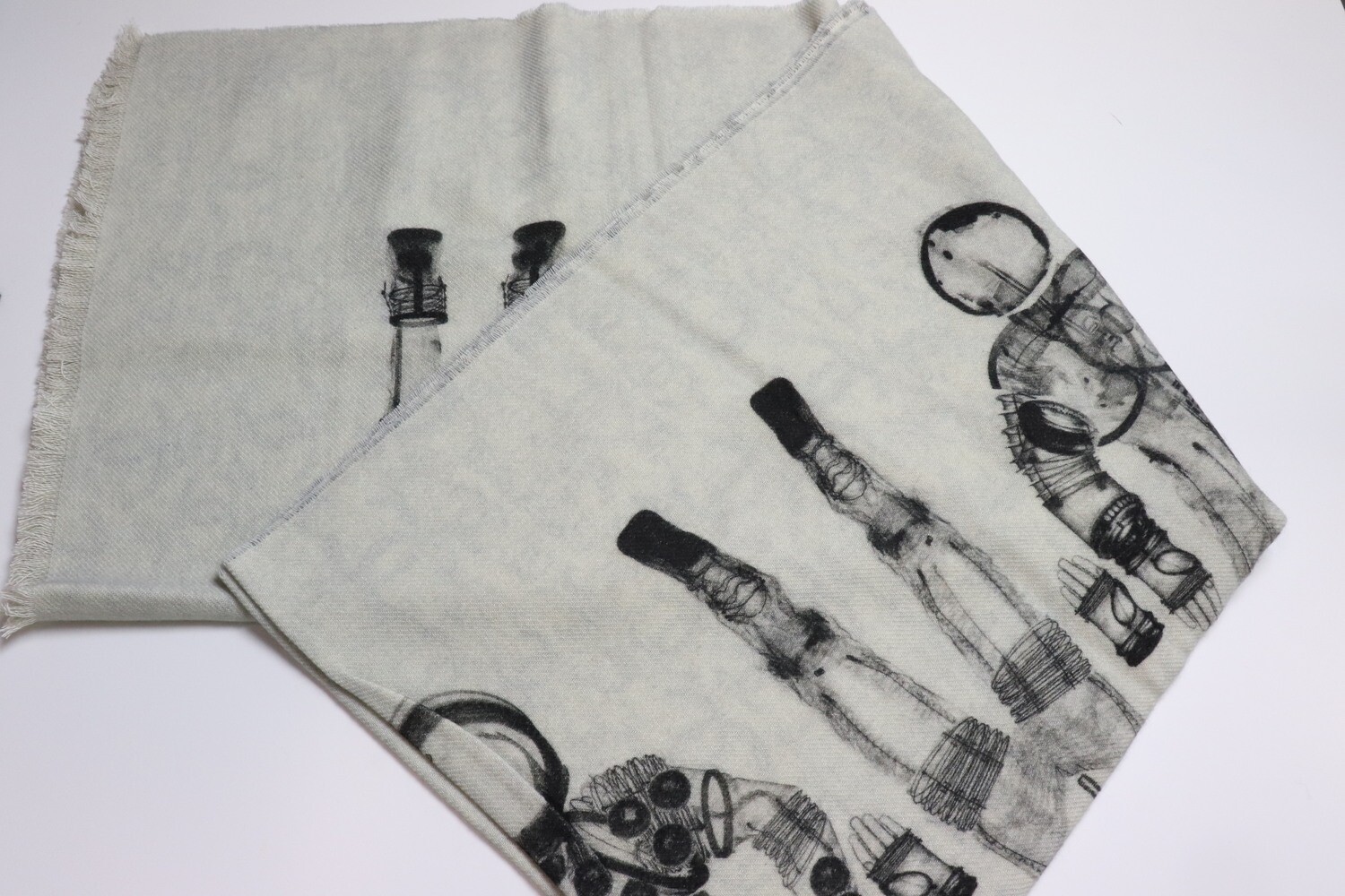 Chanel Scarf Cashmere Ivory Astronaut, New - No Box or Dustbag