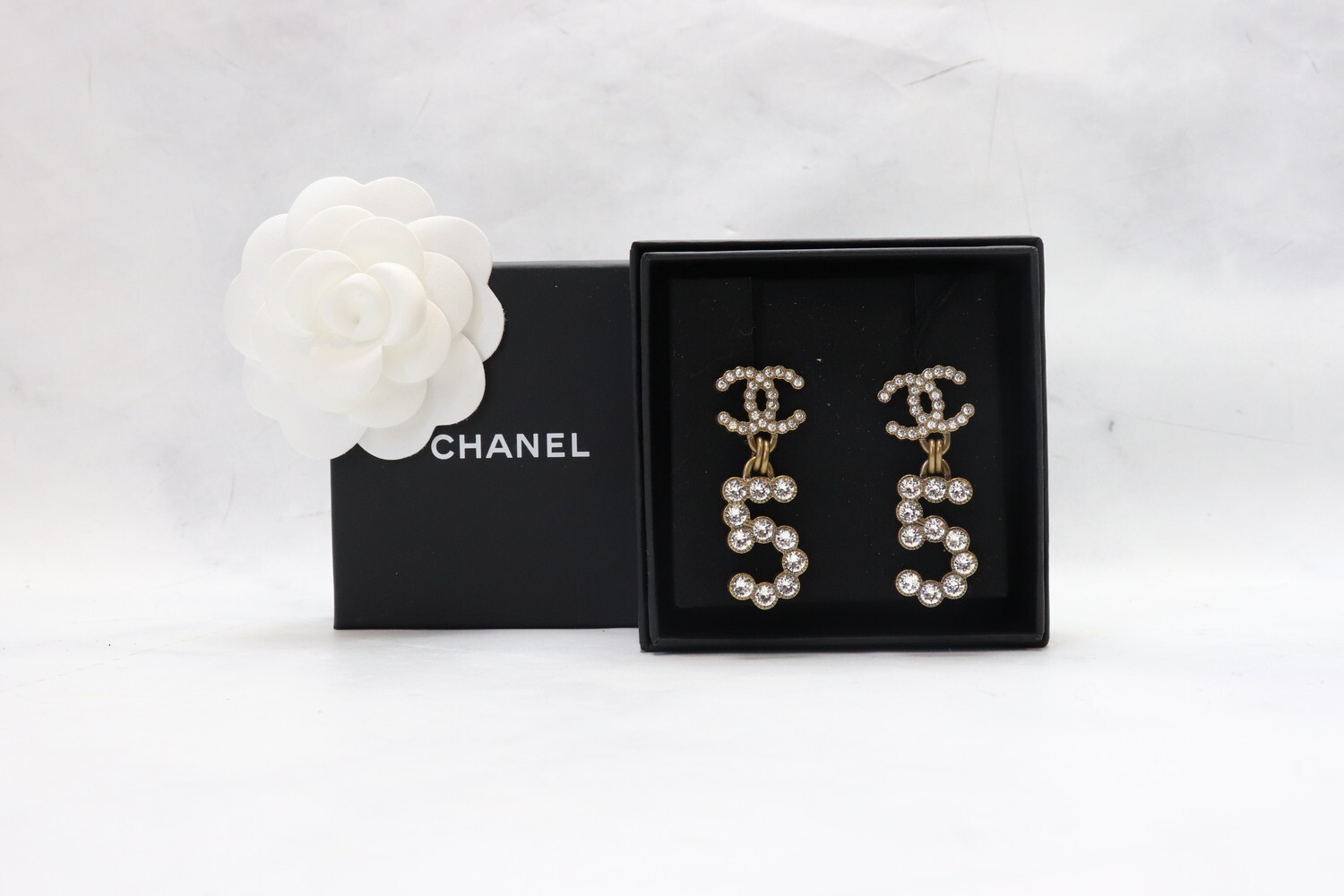 Chanel Earrings No. 5 Crystal Dangle, New in Box