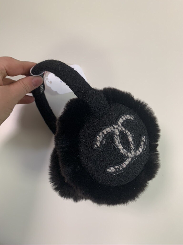 Chanel Ear Muffs, Black, Preowned, No Box