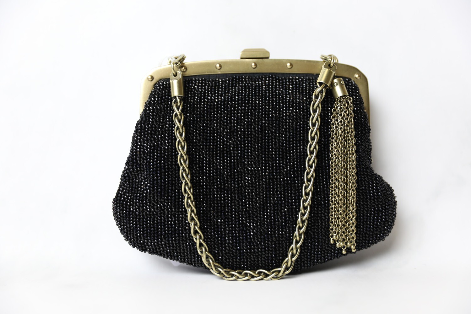 Gucci Beaded Clutch, Black, Preowned in Dustbag WA001