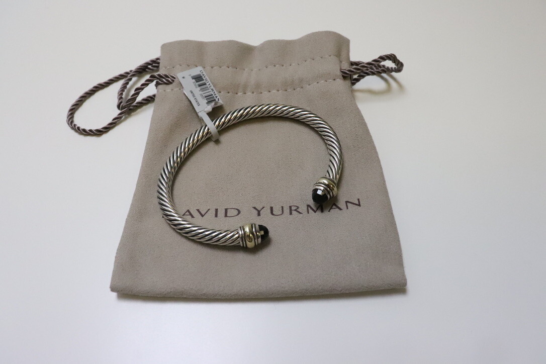 David Yurman Cable Bangle, Onyx with Gold, New in Dustbag