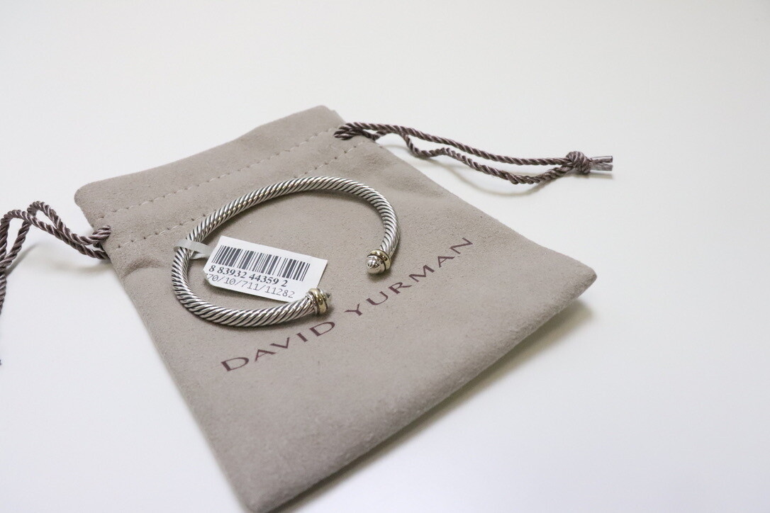 David Yurman Cable Bangle, Pearl with Gold, New in Dustbag