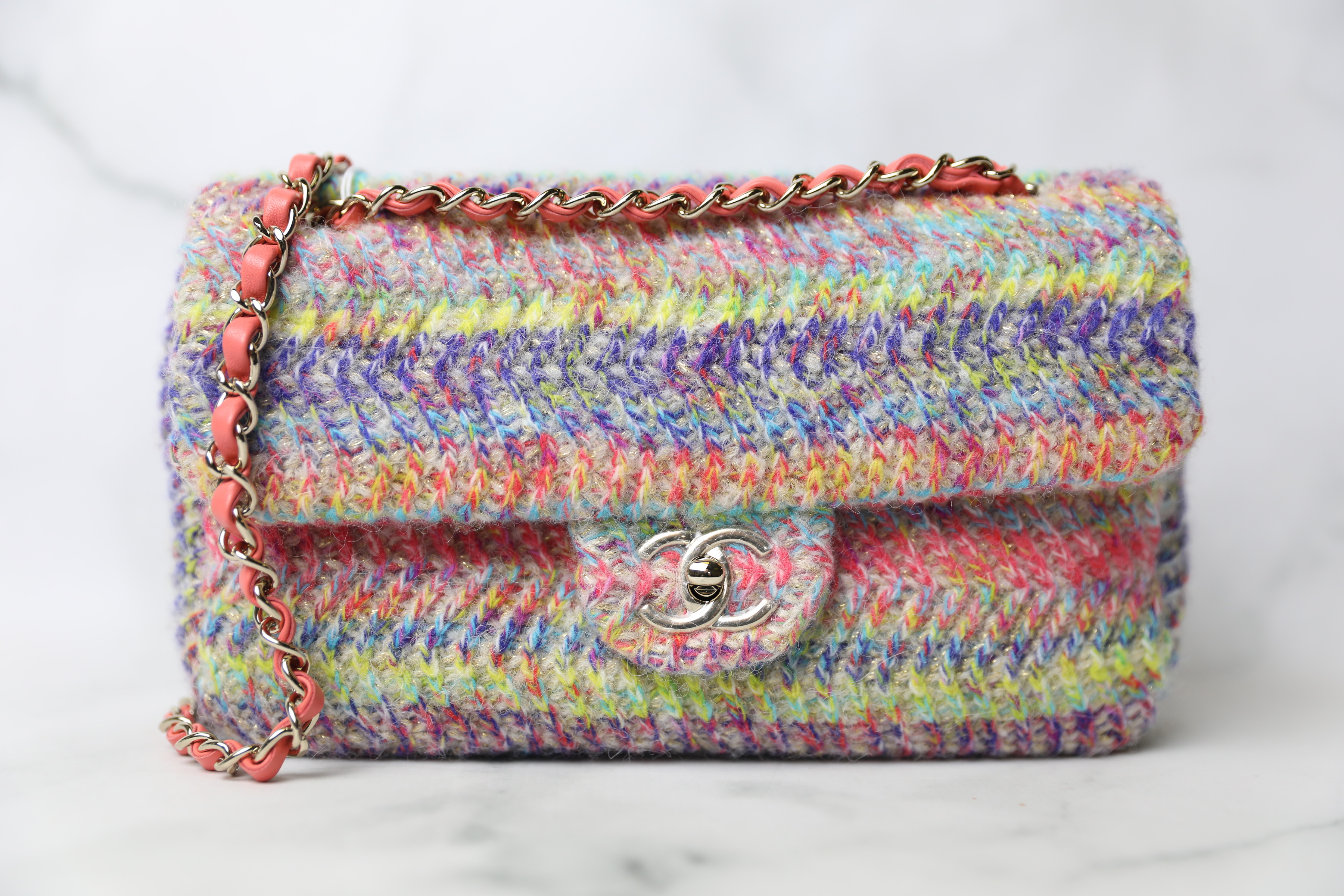 Chanel Rainbow Knit Flap, Silver Hardware, New in Dustbag WA001