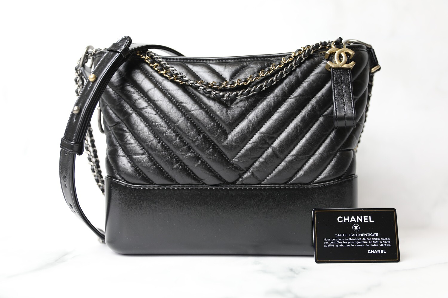 Chanel Gabrielle Medium, Black Puff Chevron, Preowned in Box WA001 - Julia  Rose Boston