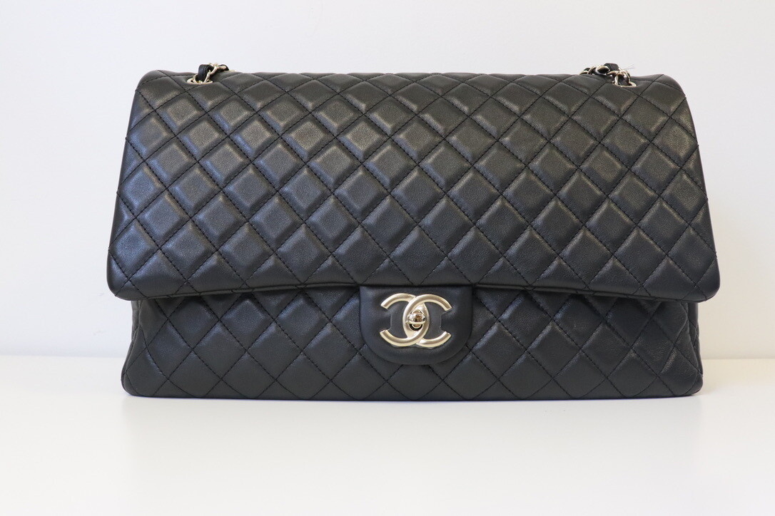 Chanel XXL Travel Black Calfskin Leather, Gold Hardware, As New in Dustbag