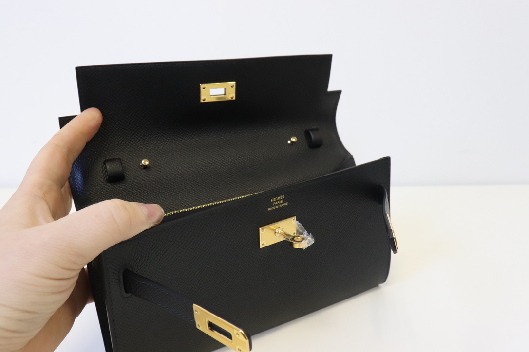 Hermes Mini Kelly Gris Meyer Epsom Leather, Gold Hardware, New In Box GA003  - Julia Rose Boston