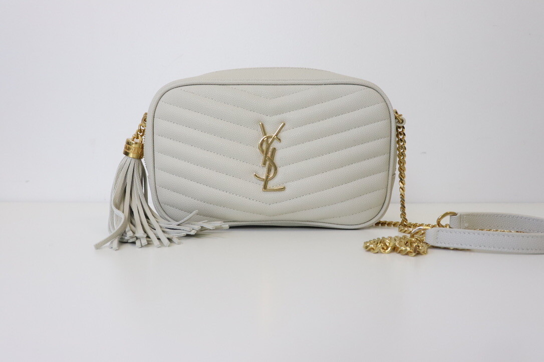 Saint Laurent Lou Camera Bag, Ivory Pebbled Leather, Gold Hardware, New in Dustbag MA001