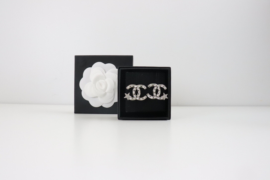 Chanel Earrings Statement Crystal with Star, New in Box