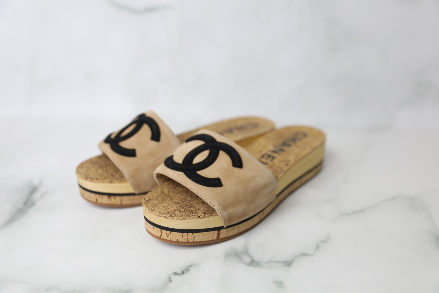 Chanel Cork Slide Sandals, Size 39 New in Box WA001