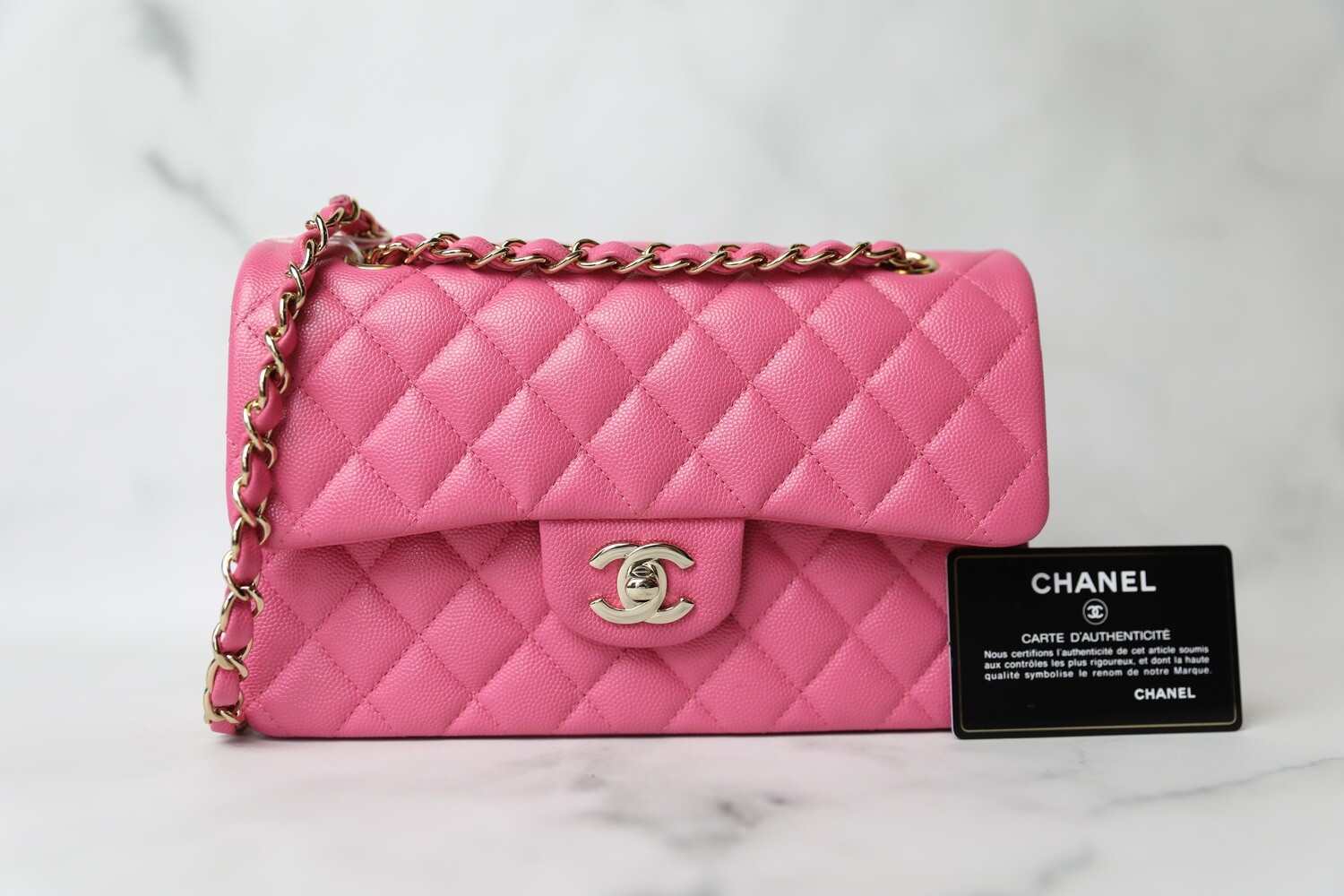 Chanel Classic Small, Pink Caviar with Gold Hardware, New in Box WA001