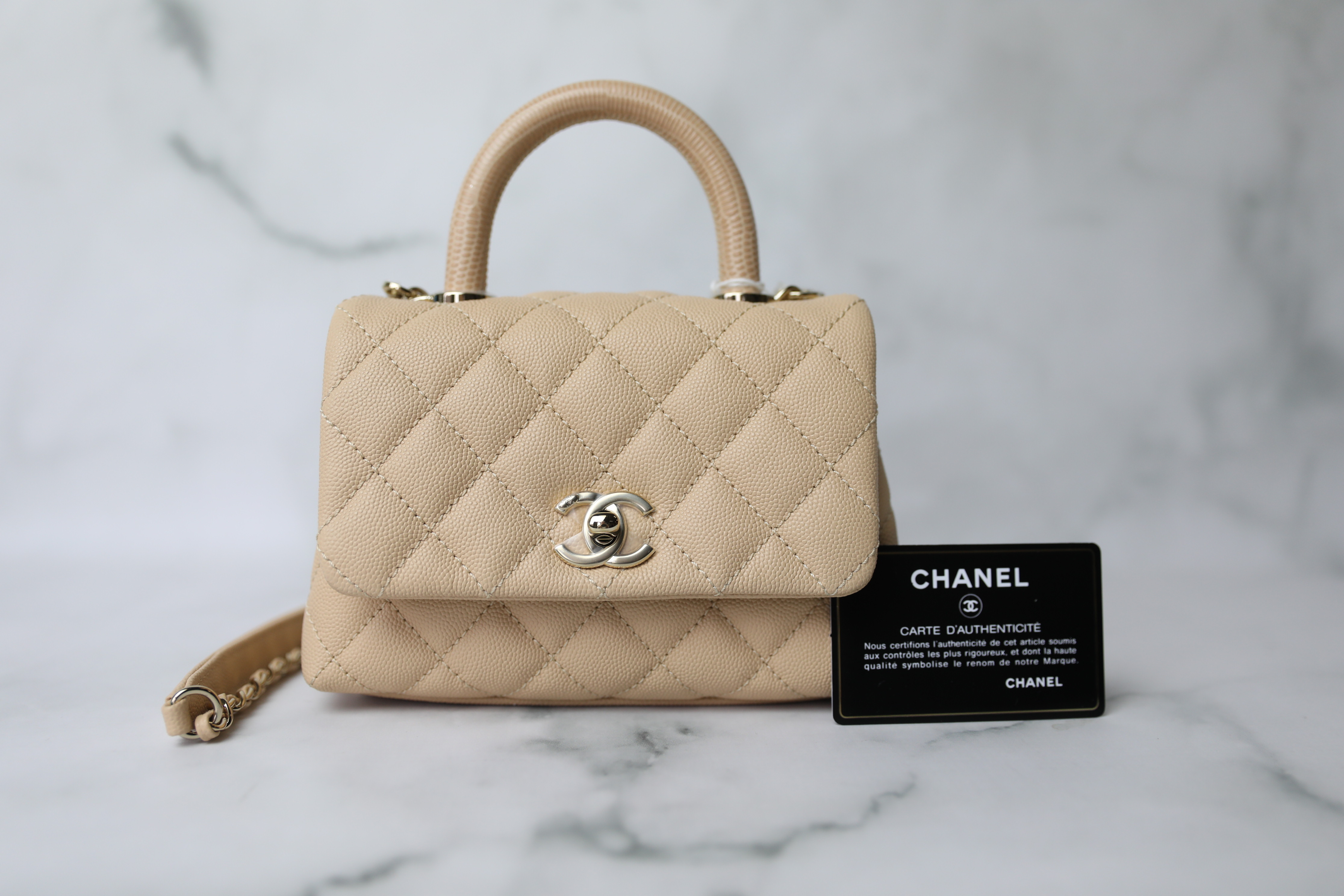 Chanel Coco Handle Extra Mini, Beige with Exotic Handle, New in Box WA001 -  Julia Rose Boston