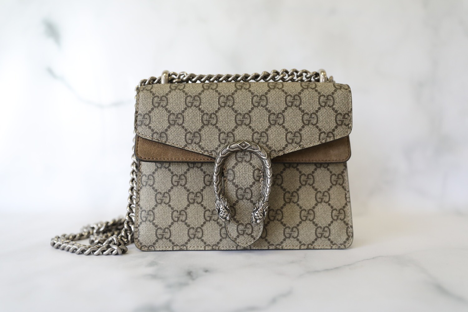 Gucci Dionysus Mini, Canvas with Beige Suede, Preowned in Dustbag WA001