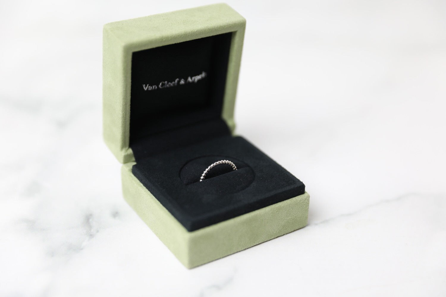 Van Cleef &amp; Arpels Perlée pearls of gold ring, White Gold, New in Box WA001