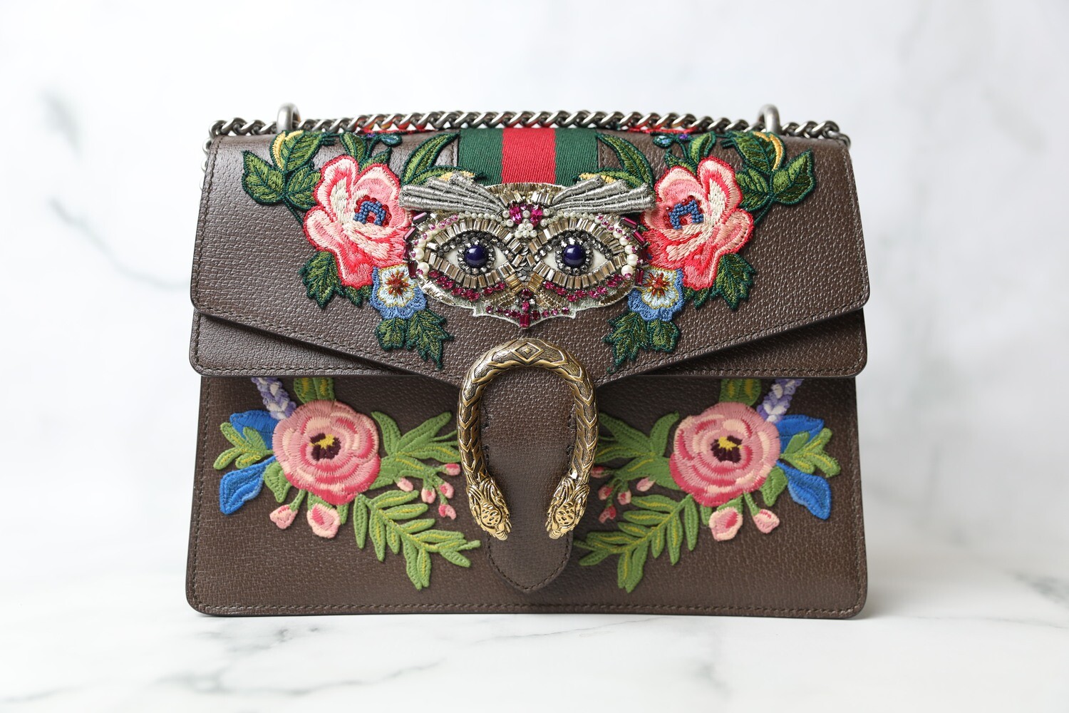 Gucci Dionysus Small, Brown with Owl Applique, Preowned in Dustbag WA001