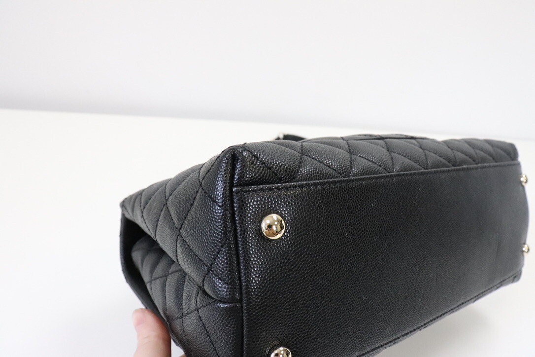 Chanel Coco Handle Medium Black Caviar Leather Light Gold Hardware New In Dustbag