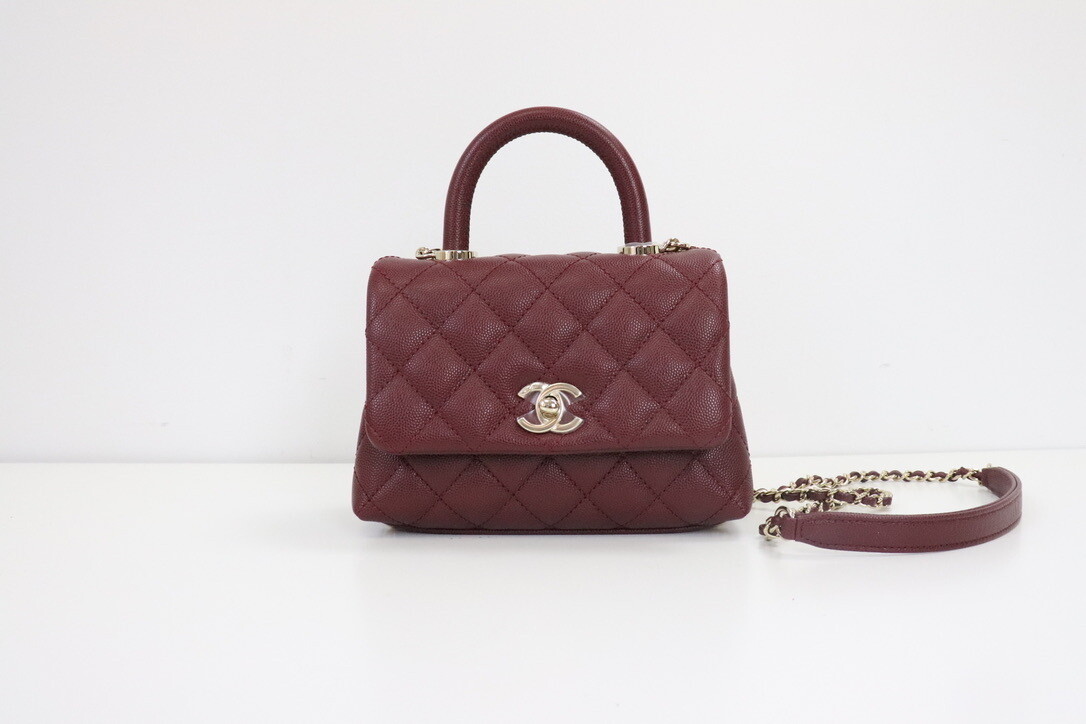 Chanel Coco Handle Extra Mini Burgundy Caviar Leather, Gold Hardware, New  in Box - Julia Rose Boston
