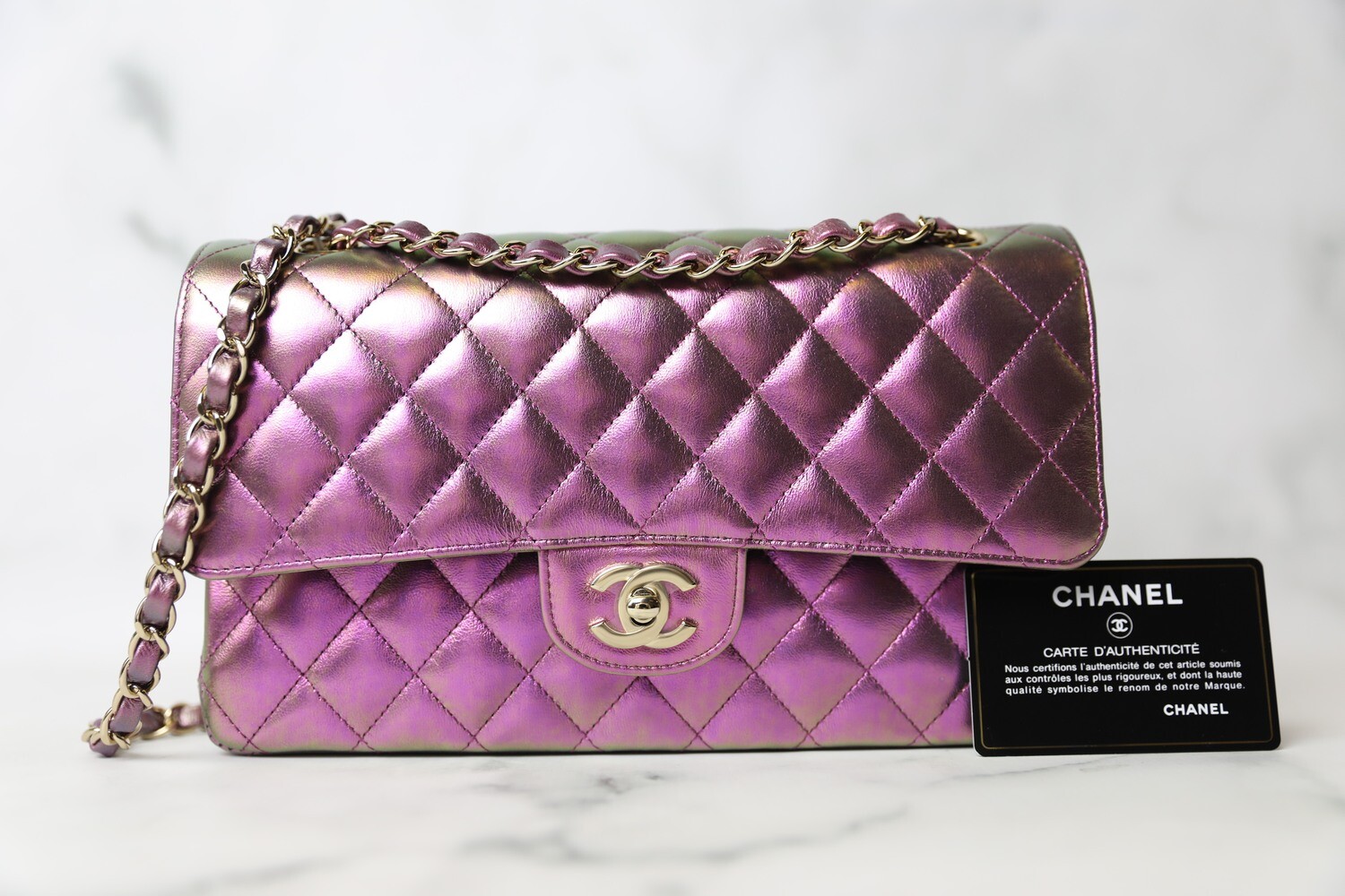 Chanel Classic Medium, Purple Iridescent Lambskin, New in Box WA001 - Julia  Rose Boston