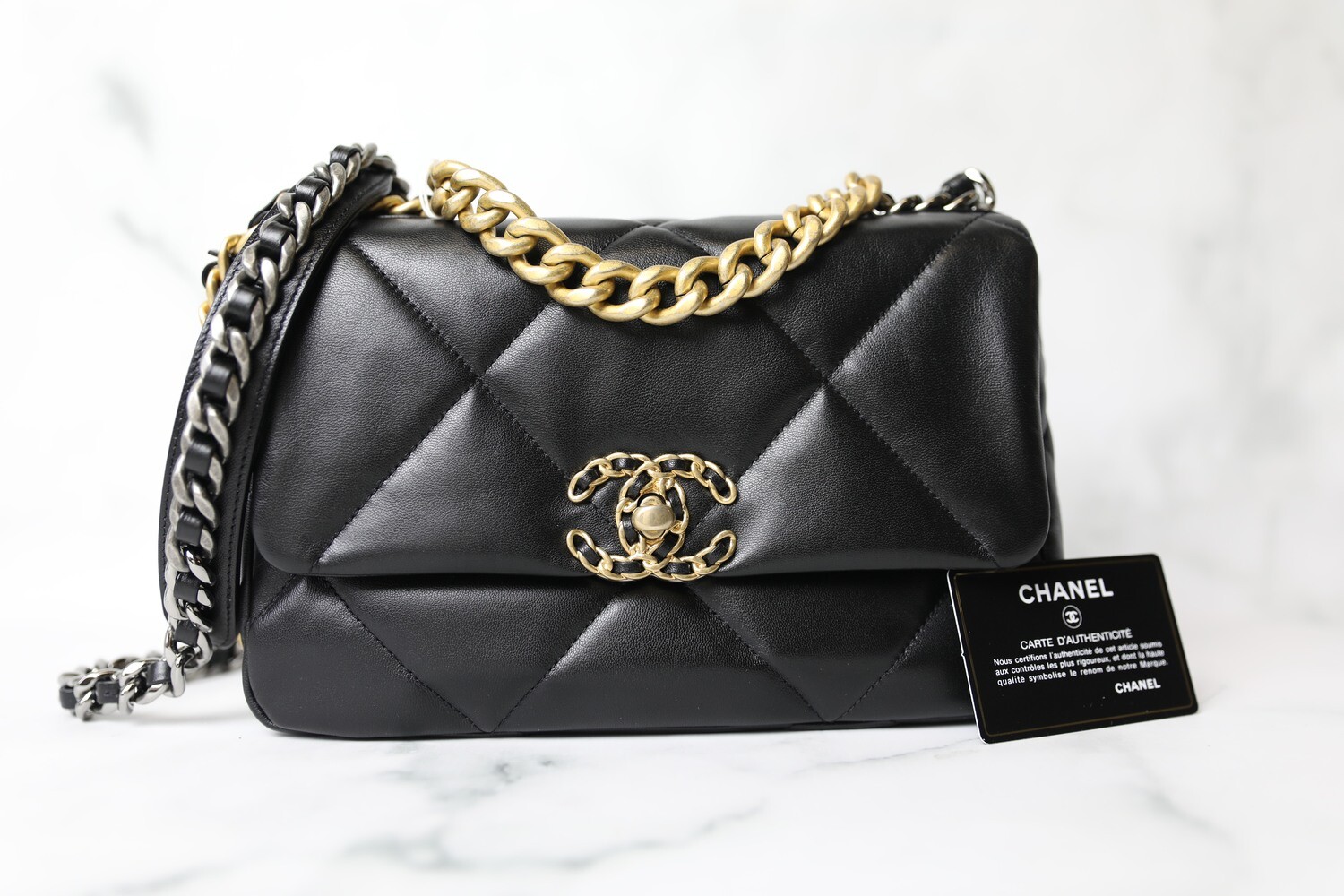Chanel 19 Classic, Black Goatskin, New in Box WA001