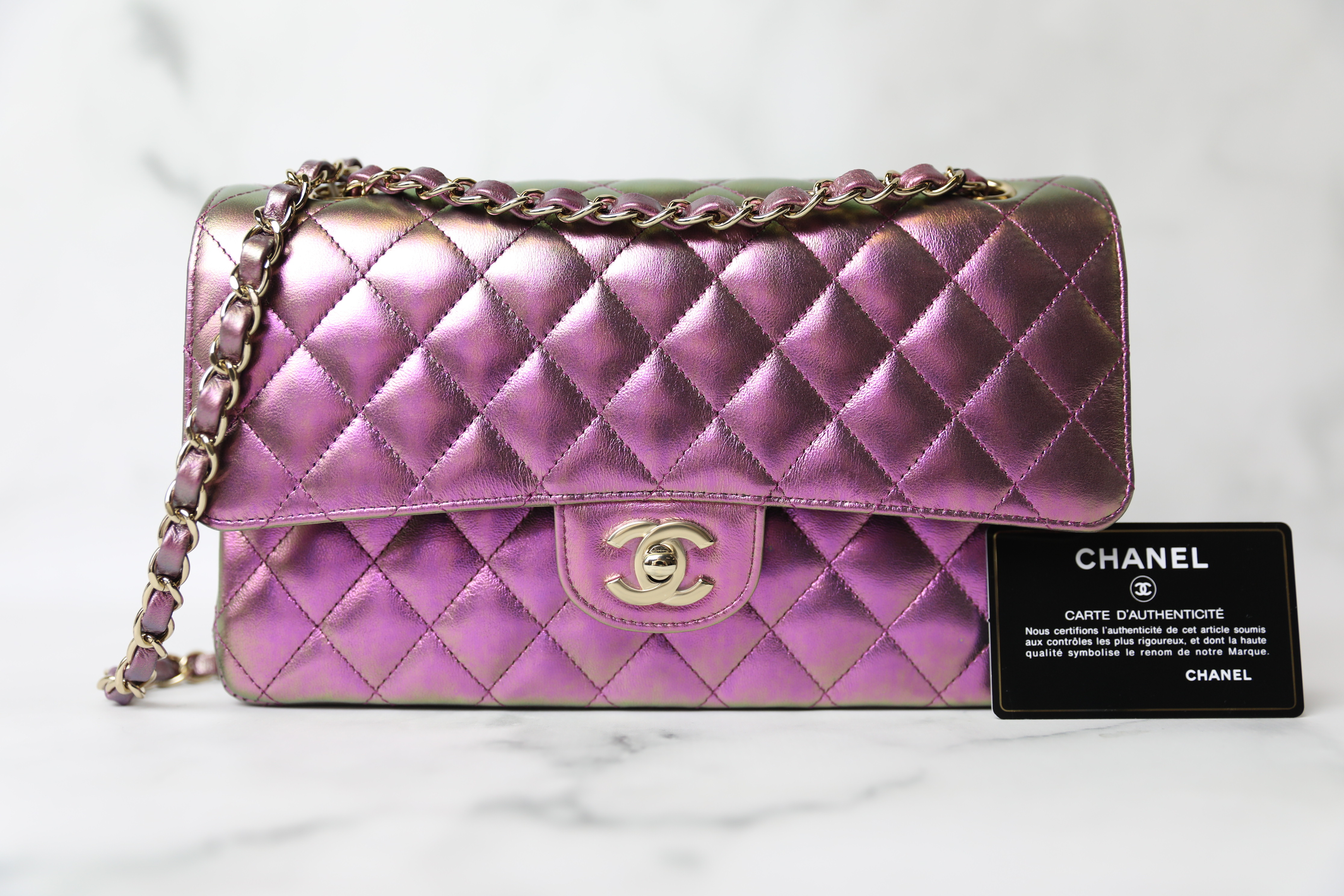 Chanel Classic Medium, Purple Iridescent Lambskin, New in Box WA001
