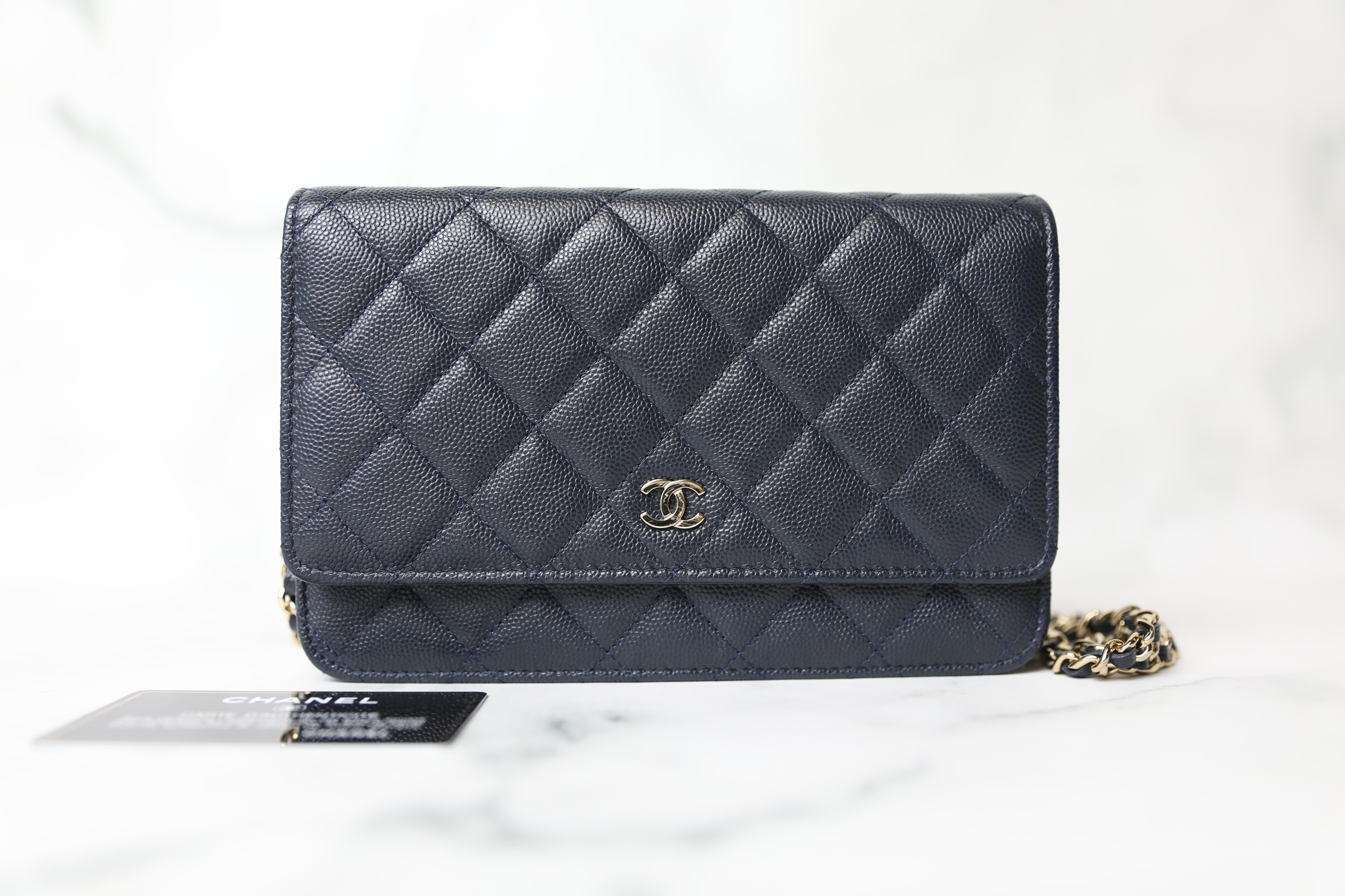 Chanel Wallet on Chain Crystal CC, Navy Caviar with Gold Hardware, As New  in Dustbag WA001