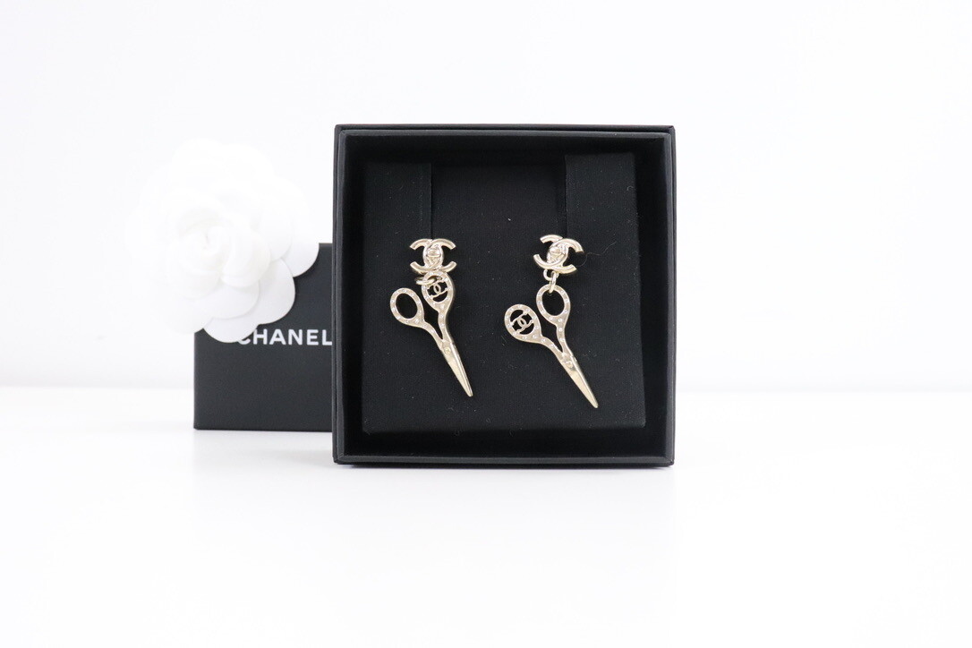 Chanel Earrings Scissors, New in Box