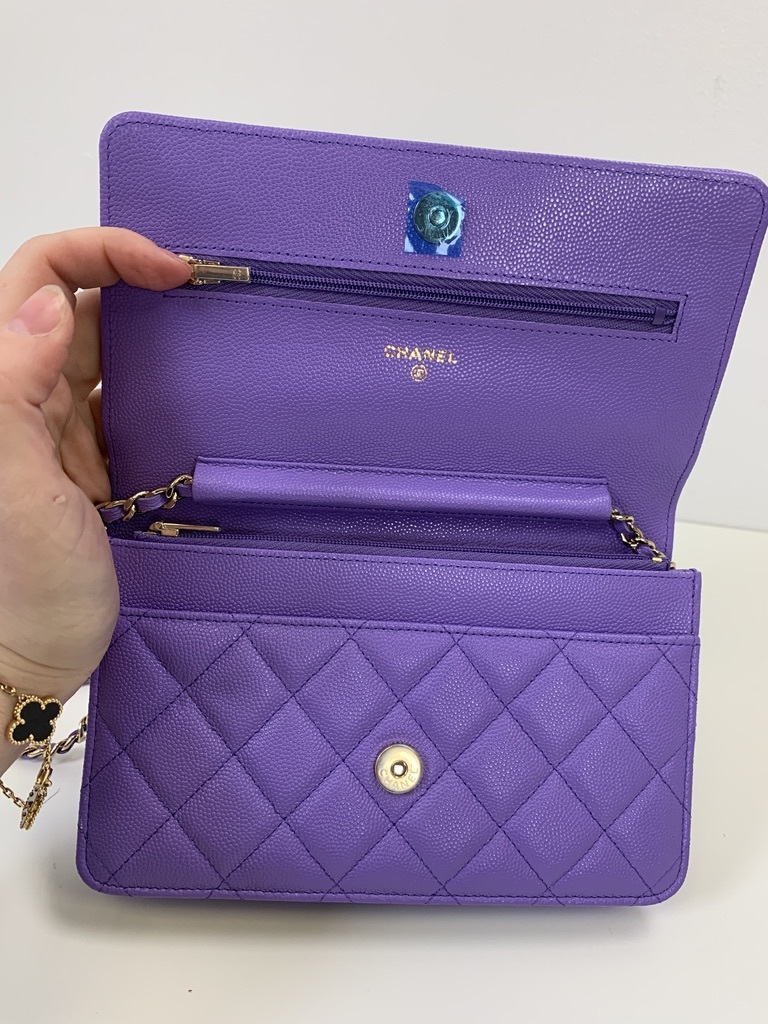 Chanel Wallet on Chain 20S Purple Caviar Leather, Gold Hardware