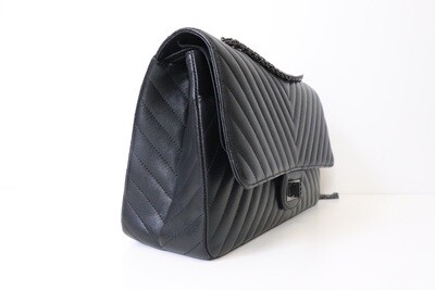 Chanel Reissue 227 So Black Clafskin Leather, Preowned in Box