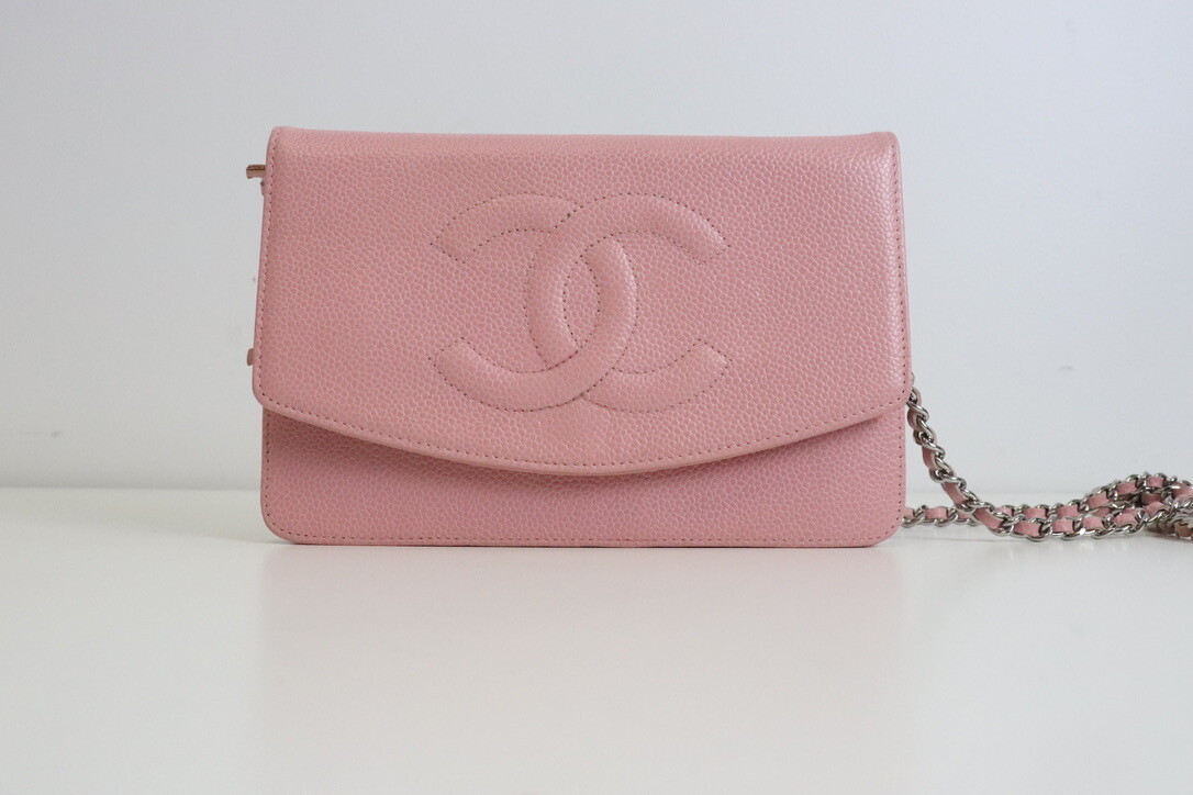 Chanel Wallet on Chain Pink Half Moon with Silver Hardware, Preowned in Dustbag