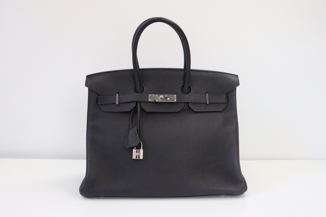 Hermes Birkin 35 Prunoir Clemence Leather, Palladium Hardware, T Stamp (2015), Preowned in Box