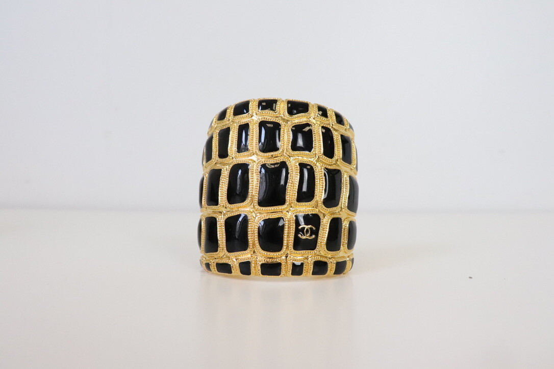 Chanel Bracelet Black and Gold Cuff, New in Box