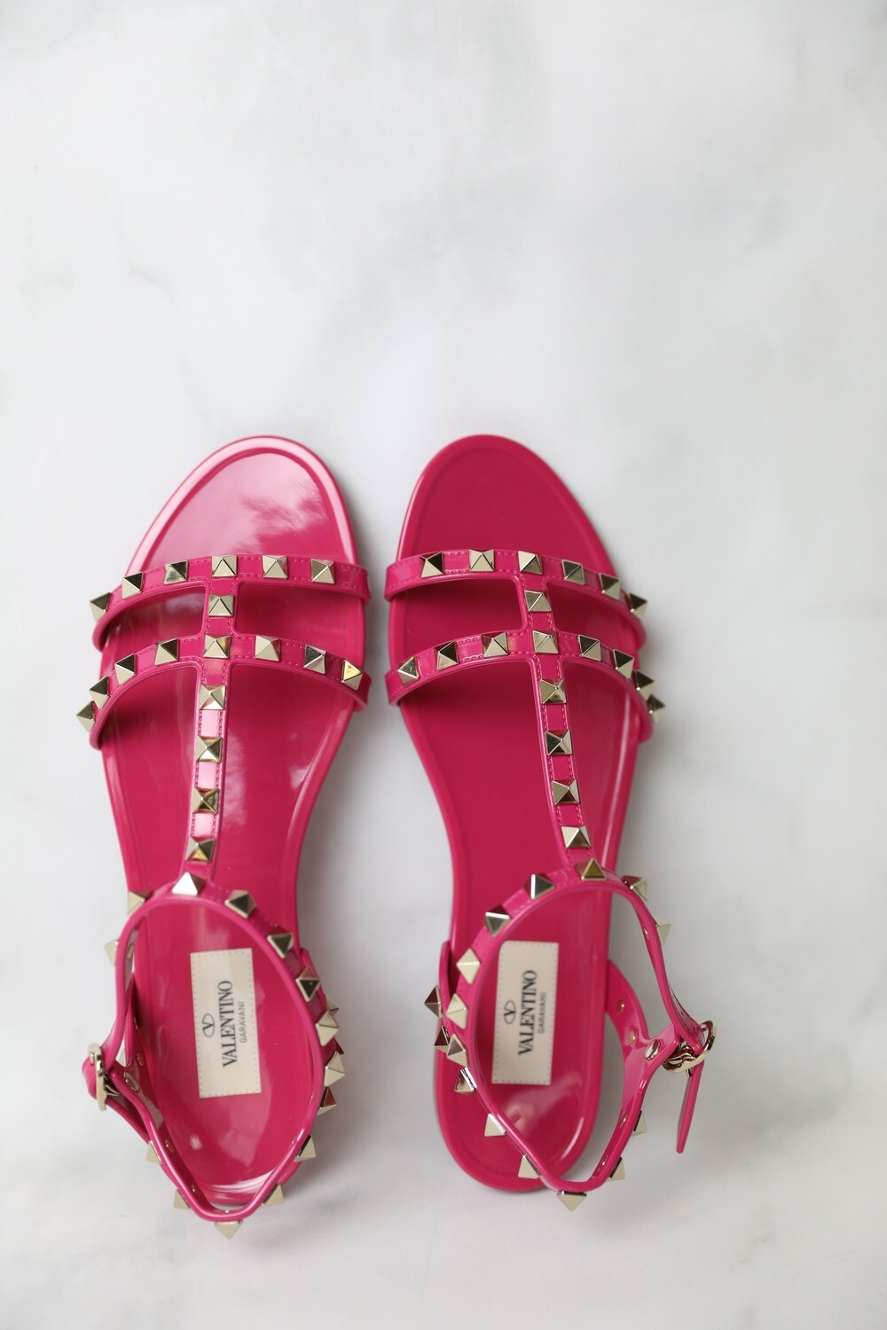 Valentino Jelly Rockstud Sandals Pink, Size 37, New in Box WA001