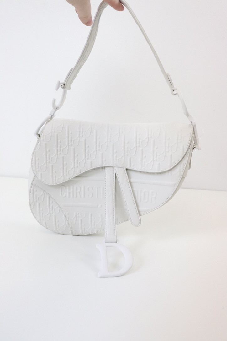 Christian Dior Saddle Bag White, New in Box