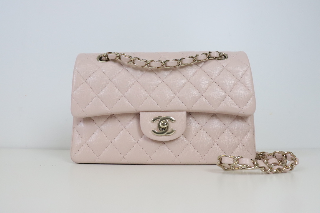 CHANEL Caviar Quilted Small Double Flap Pink 1288300