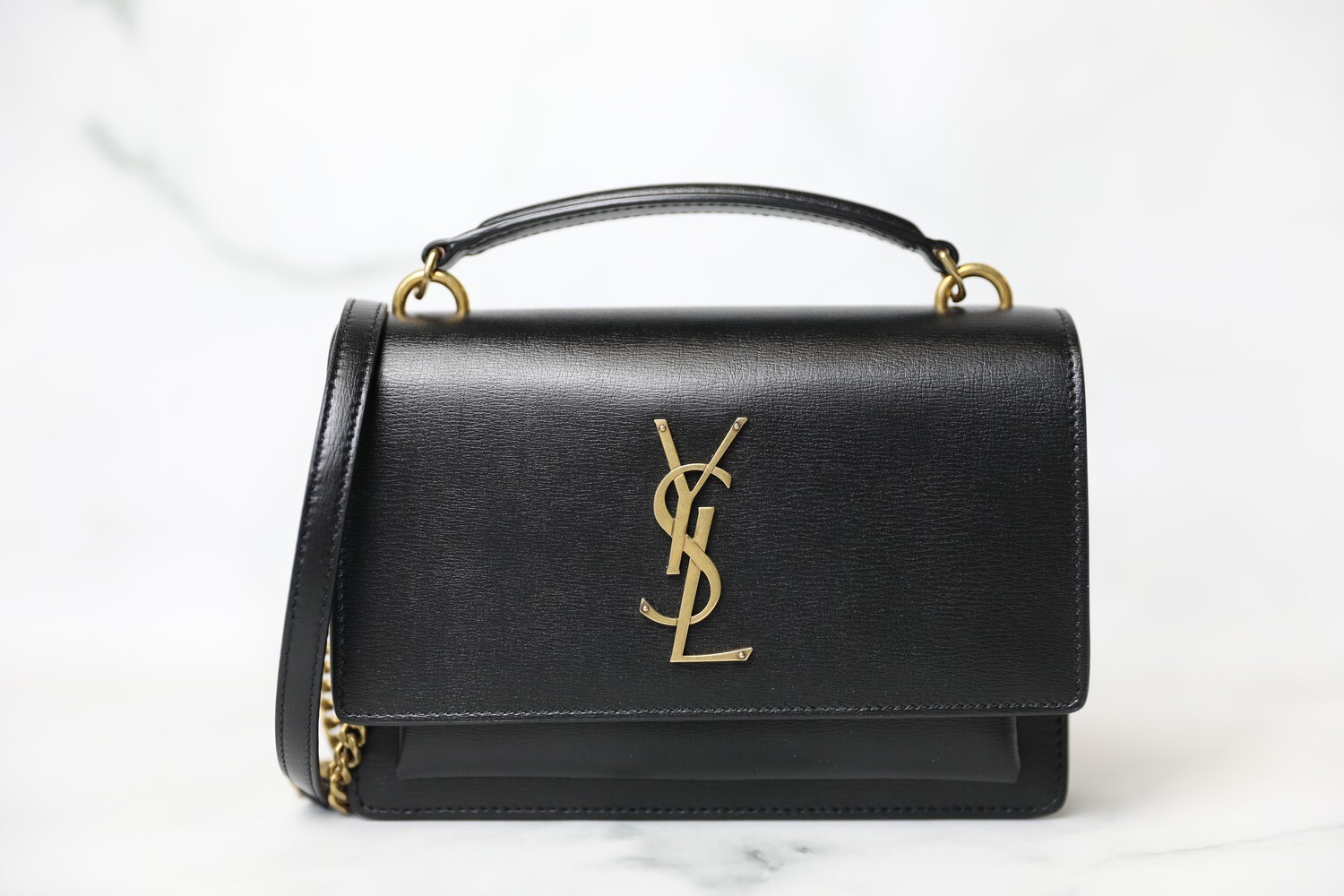 Saint Laurent Sunset Top Handle Small, Black with Gold Hardware, New in Box WA001