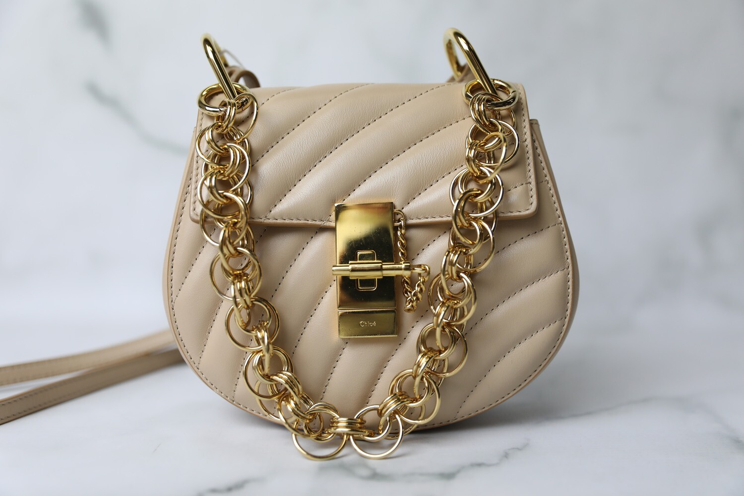 Chloe Drew Small Quilted, Pink with Gold Hardware, Preowned in Dustbag WA001