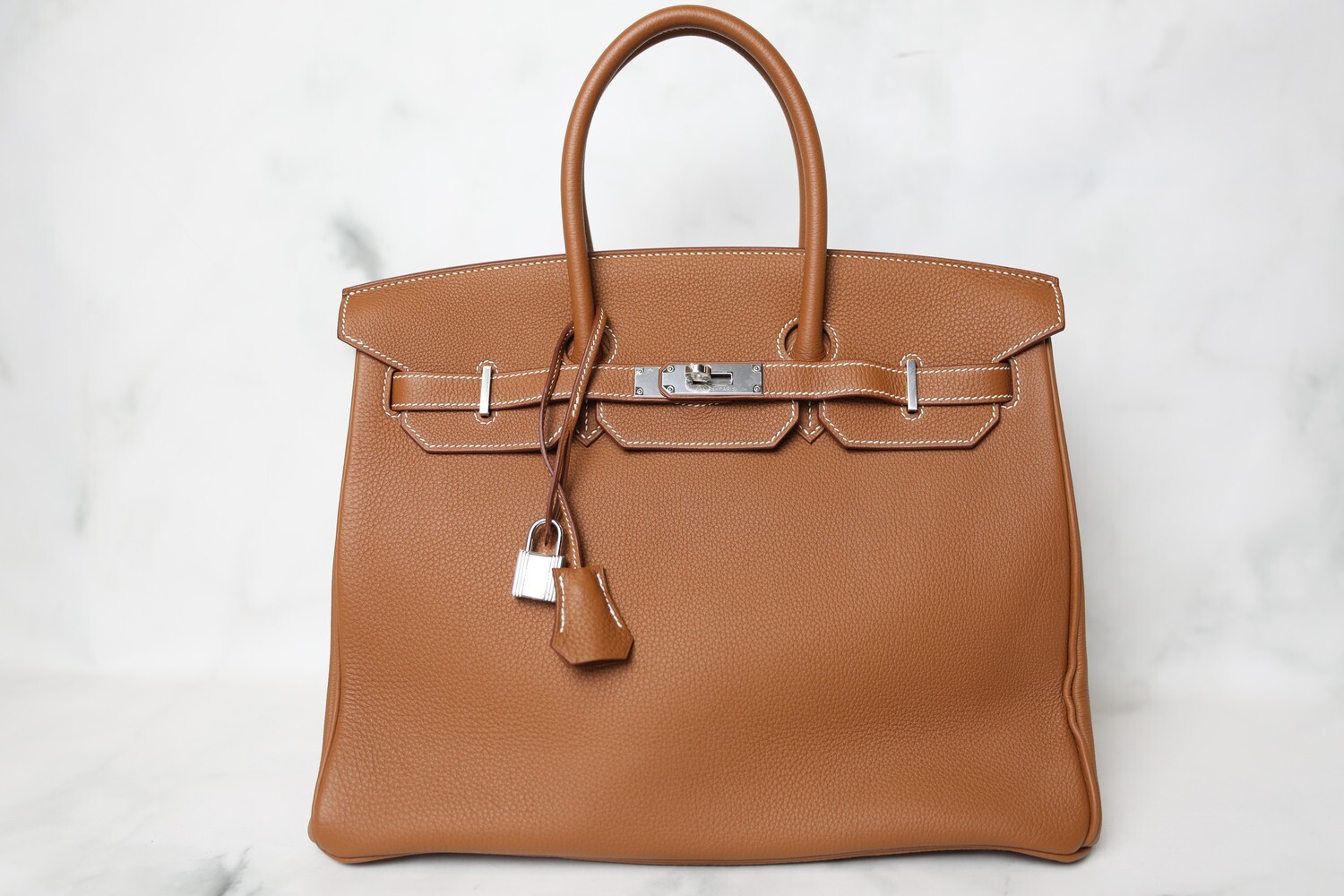 Hermes Birkin 35, Gold with Palladium Hardware, Mint Condition in Box WA001