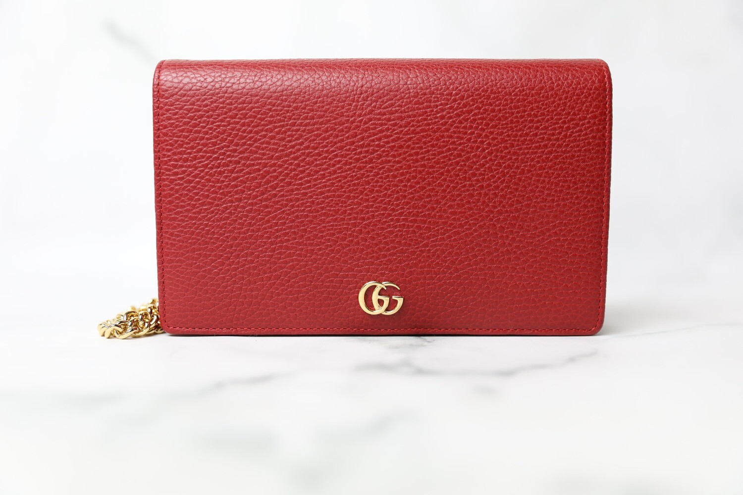 Gucci Wallet on Chain, Hibiscus Red with Gold Hardware, New in Box WA001