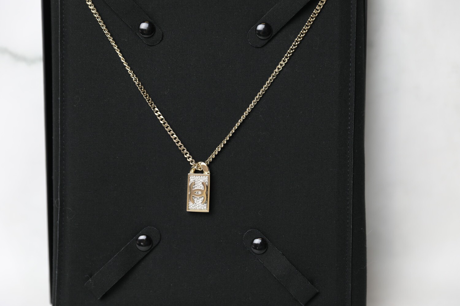 Chanel Crystal Lock Necklace, New in Box WA001