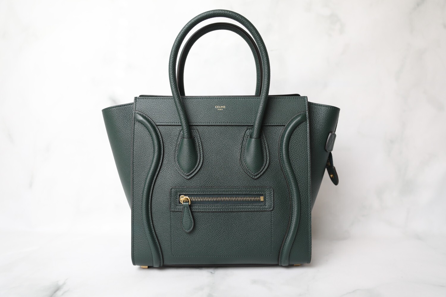 Celine Luggage Micro, Khaki Green, Preowned in Dustbag WA001