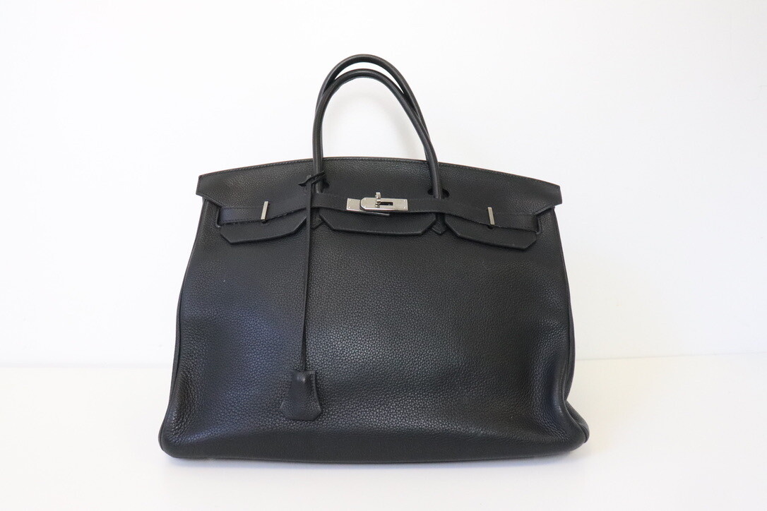 Hermes Birkin 40 Black Togo Leather, Palladium Hardware, Preowned in Dustbag