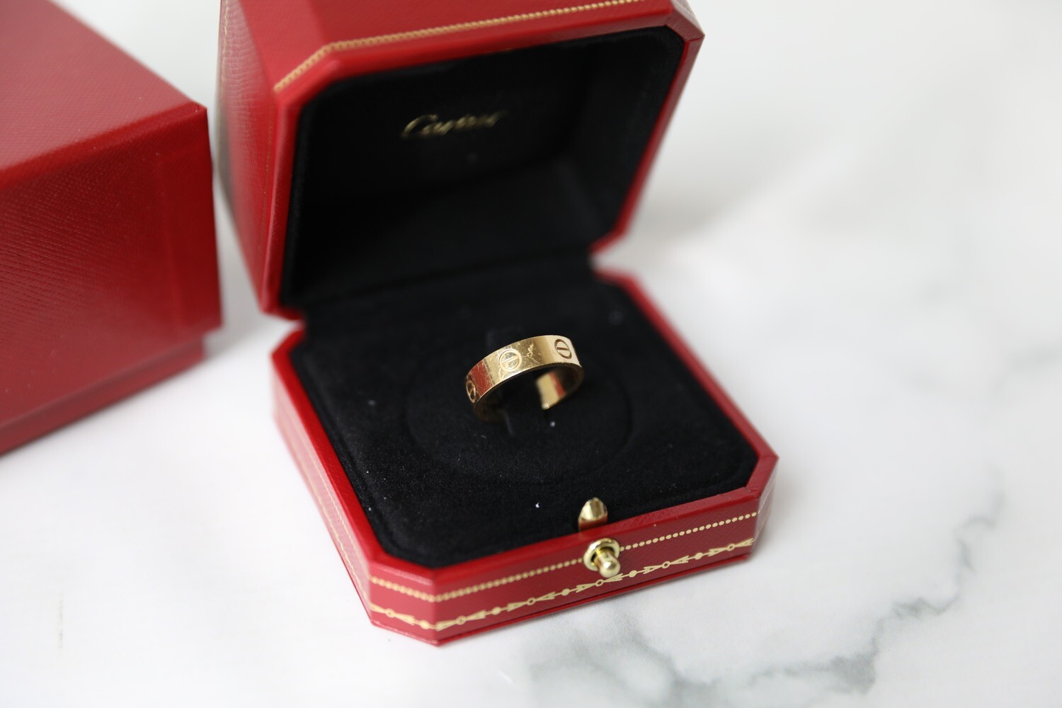 Cartier Love Ring, Yellow Gold, Size 55, Preowned in Box WA001