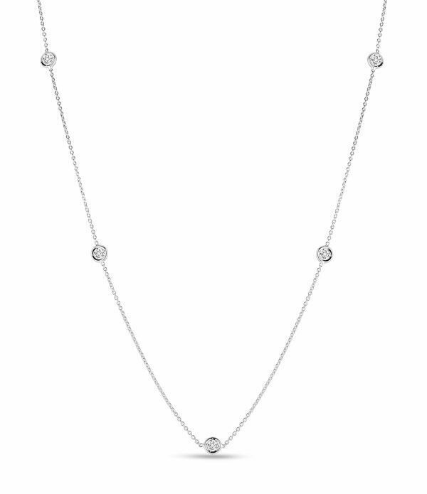 Roberto Coin Diamond Station Necklace White Gold, New in Bloomingdales Box